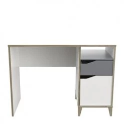 Calicosy Bureaux Enfant Bureau Enfant 1 Porte 1 Tiroir, Blanc Et Gris - L106,6 Cm -Armoires enfant Soldes bureau enfant 1 porte 1 tiroir blanc et gris l106 6 cm 2