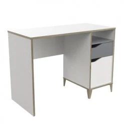 Calicosy Bureaux Enfant Bureau Enfant 1 Porte 1 Tiroir, Blanc Et Gris - L106,6 Cm