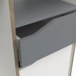 Calicosy Bureaux Enfant Bureau Enfant 1 Porte 1 Tiroir, Blanc Et Gris - L106,6 Cm -Armoires enfant Soldes bureau enfant 1 porte 1 tiroir blanc et gris l106 6 cm 4