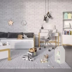 Nateo Concept Bureaux Enfant Bureau Enfant 1 Tiroir Blanc Et Chêne -Armoires enfant Soldes bureau enfant 1 tiroir blanc et chene 2