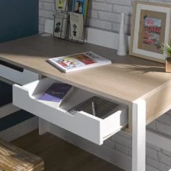 Nateo Concept Bureaux Enfant Bureau Enfant 2 Tiroirs Blanc Et Chêne Clair 7 Nateo Concept Bureaux Enfant Bureau Enfant 2 Tiroirs Blanc Et Chêne Clair -Armoires enfant Soldes bureau enfant 2 tiroirs blanc et chene clair 2