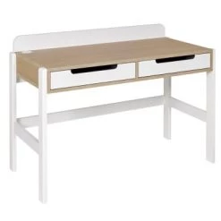 Nateo Concept Bureaux Enfant Bureau Enfant 2 Tiroirs Blanc Et Chêne Clair