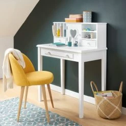 Maisons Du Monde Bureaux Et Meubles Secrétaires Bureau Secrétaire 1 Porte 3 Tiroirs Blanc -Armoires enfant Soldes bureau secretaire 1 porte 3 tiroirs blanc 1000 4 39 143416 12