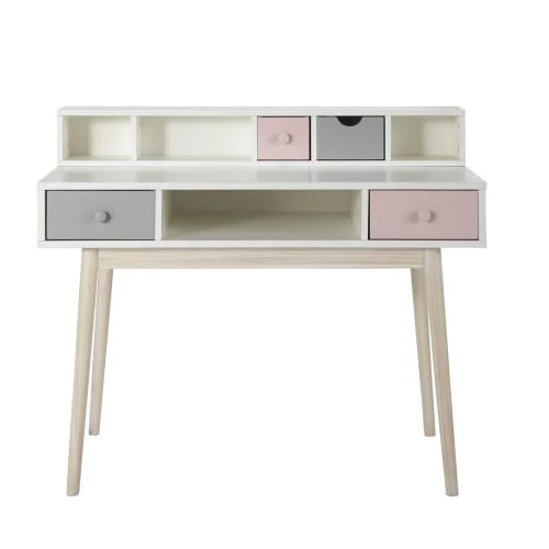 Maisons Du Monde Bureaux Et Meubles Secrétaires Bureau Vintage Blanc 2 Tiroirs Gris Et Rose 5 Maisons Du Monde Bureaux Et Meubles Secrétaires Bureau Vintage Blanc 2 Tiroirs Gris Et Rose – Image 3
