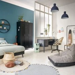 Maisons Du Monde Chaises De Bureau Enfant Chaise De Bureau à Roulettes En Métal Beige Et Noir -Armoires enfant Soldes chaise de bureau a roulettes en metal beige et noir 1000 14 20 225315 5