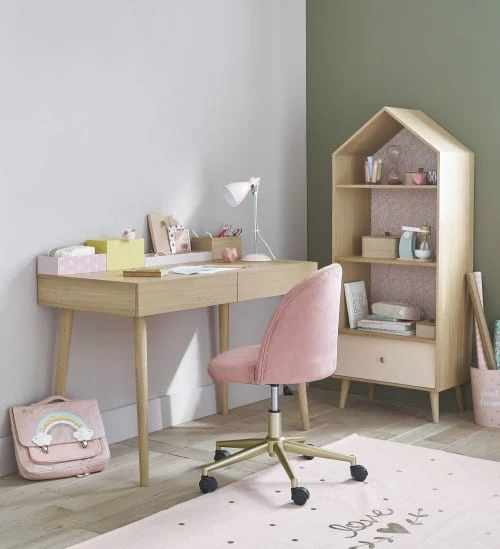 Maisons Du Monde Chaises De Bureau Enfant Chaise De Bureau Vintage à Roulettes En Velours Rose 8 Maisons Du Monde Chaises De Bureau Enfant Chaise De Bureau Vintage à Roulettes En Velours Rose – Image 6