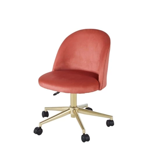 Maisons Du Monde Chaises De Bureau Enfant Chaise De Bureau Vintage à Roulettes En Velours Terracotta 7 Maisons Du Monde Chaises De Bureau Enfant Chaise De Bureau Vintage à Roulettes En Velours Terracotta – Image 5