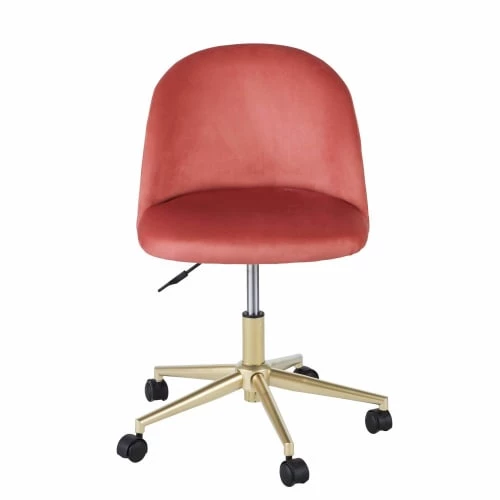 Maisons Du Monde Chaises De Bureau Enfant Chaise De Bureau Vintage à Roulettes En Velours Terracotta 4 Maisons Du Monde Chaises De Bureau Enfant Chaise De Bureau Vintage à Roulettes En Velours Terracotta – Image 2