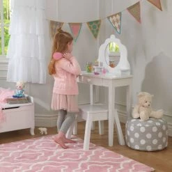 KidKraft Bureaux Enfant Coiffeuse En Bois Et Tabouret Pour Enfant -Armoires enfant Soldes coiffeuse en bois et tabouret pour enfant 1