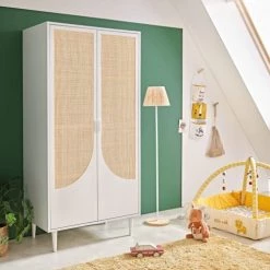 Maisons Du Monde Armoires Enfant Dressing 2 Portes Battantes Blanc Cannage En Rotin Beige -Armoires enfant Soldes dressing 2 portes battantes blanc cannage en rotin beige 1000 8 13 226210 4