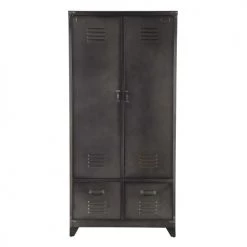 Maisons Du Monde Armoires Enfant Dressing 2 Portes Battantes En Métal Gris Anthracite