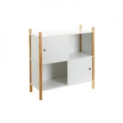 Wadiga Bibliothèques Et étagères Enfant Étagère Bibliothèque Chambre Enfant 2 étages Blanc Et Bois 70x30x77cm