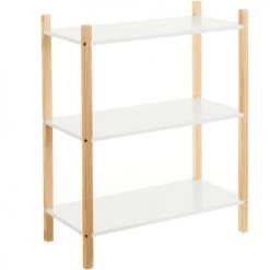 Wadiga Bibliothèques Et étagères Enfant Étagère Chambre Enfant 3 étages Blanc Et Bois - 60x30x76cm