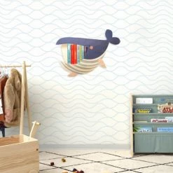 RNT By Really Nice Things Bibliothèques Et étagères Enfant Étagère En Bois De Bouleau Bleu Et Blanc Forme De Baleine. -Armoires enfant Soldes etagere en bois de bouleau bleu et blanc forme de baleine 1