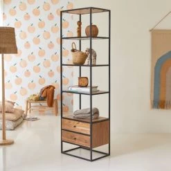 Tikamoon Bibliothèques Et étagères Enfant Etagère Enfant En Acacia Massif Et Métal -Armoires enfant Soldes etagere enfant en acacia massif et metal 3