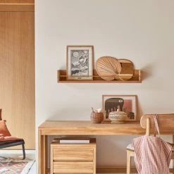 Tikamoon Bibliothèques Et étagères Enfant Etagère Murale Enfant En Teck Massif 100 Cm