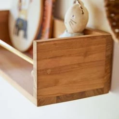 Tikamoon Bibliothèques Et étagères Enfant Etagère Murale Enfant En Teck Massif 60 Cm -Armoires enfant Soldes etagere murale enfant en teck massif 60 cm 2
