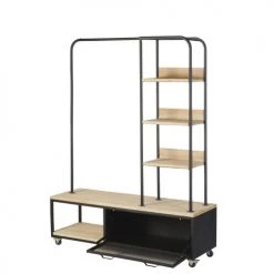 Maisons Du Monde Valets De Nuits Et Portants Portant à Roulettes En Sapin Et Métal Noir -Armoires enfant Soldes portant a roulettes en sapin et metal noir 1000 2 3 193564 3