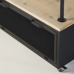 Maisons Du Monde Valets De Nuits Et Portants Portant à Roulettes En Sapin Et Métal Noir -Armoires enfant Soldes portant a roulettes en sapin et metal noir 1000 2 3 193564 4